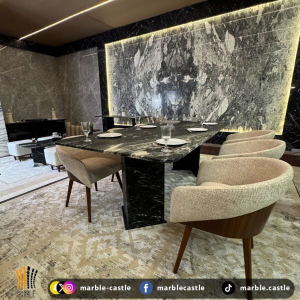 طاولة طعام من الرخام الإيطالي Black 3D