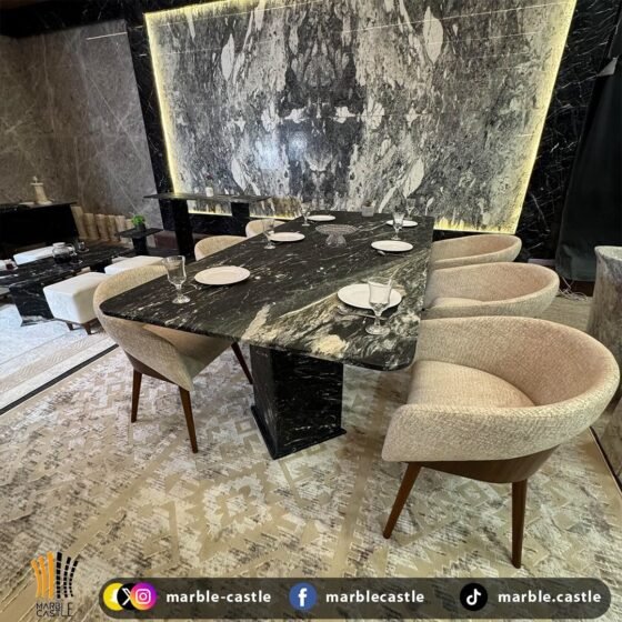 طاولة طعام من الرخام الإيطالي Black 3D